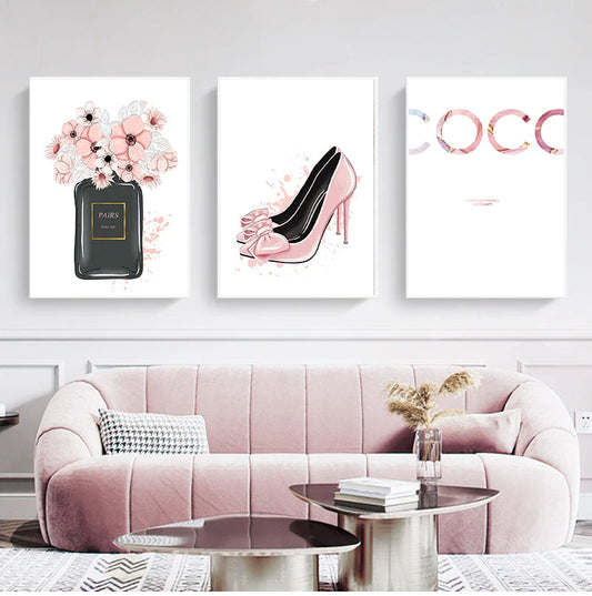 Heels Perfume Minimalist Motivational Coco Chanel Quotes Wall Art
