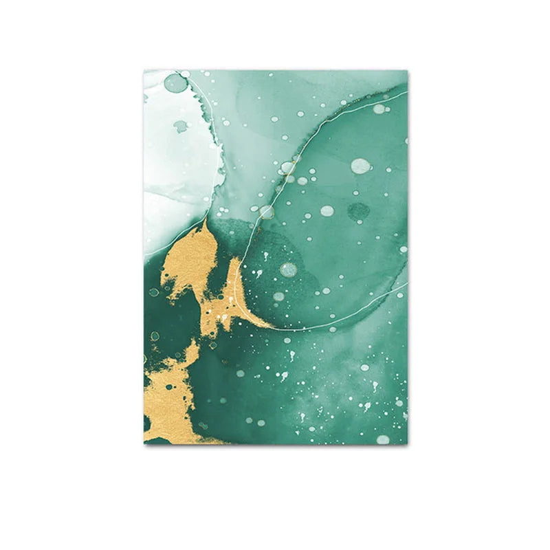 Abstract Green Golden Marble Wall Art Canvas Prints