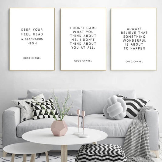 Inspirational Coco Chanel Sayings Canvas Wall Art
