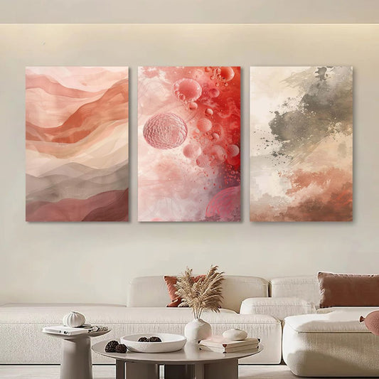 Japandi Red Tones Abstract Canvas Wall Art Decor