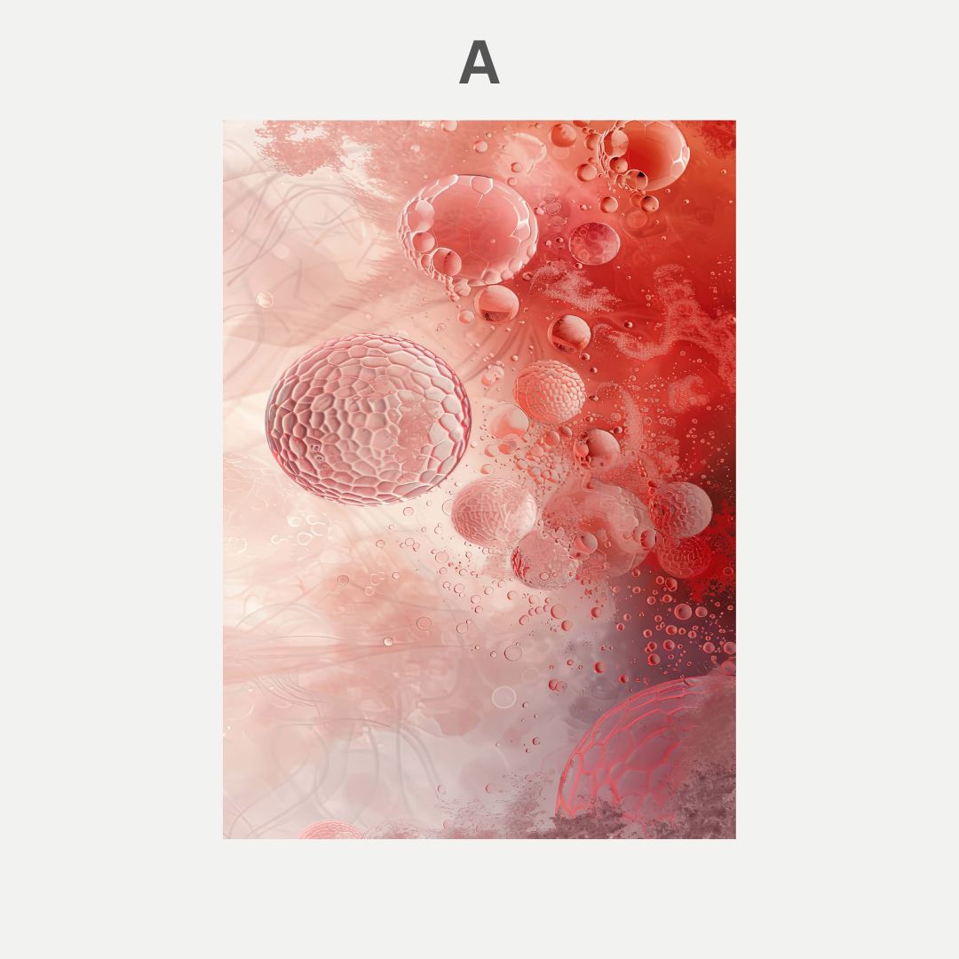 Close-up of pink and red bubbles on a white background