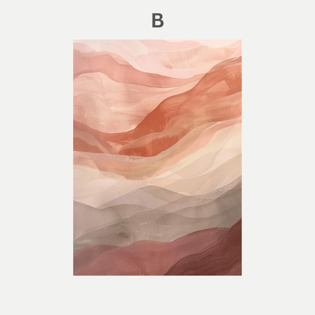 Abstract wavy pattern in soft pink, orange, and gray colors 