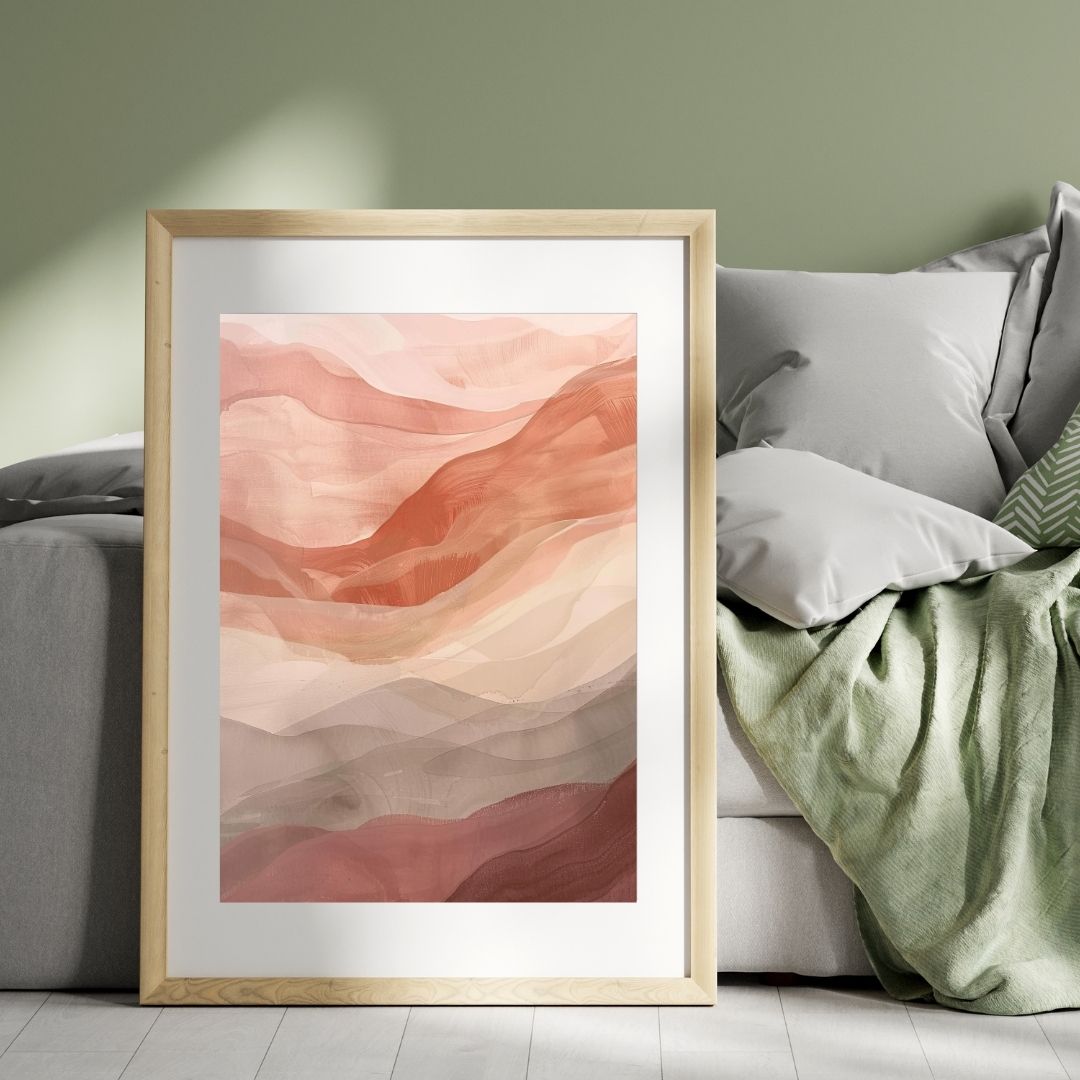 Japandi Red Tones Abstract Canvas Wall Art Decor