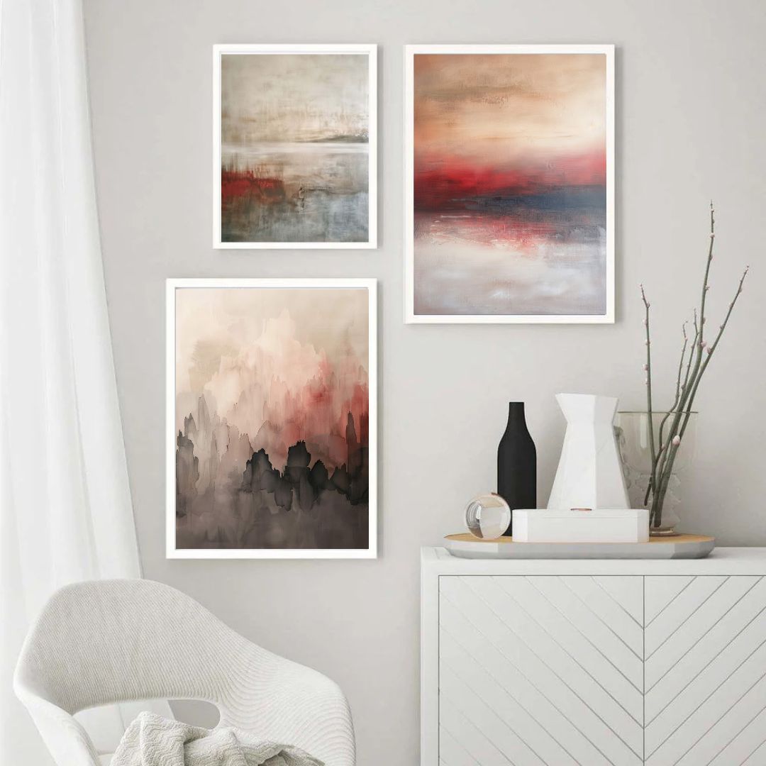 Japandi Abstract Sunrise Landscape Wall Art Canvas Print – Jass London