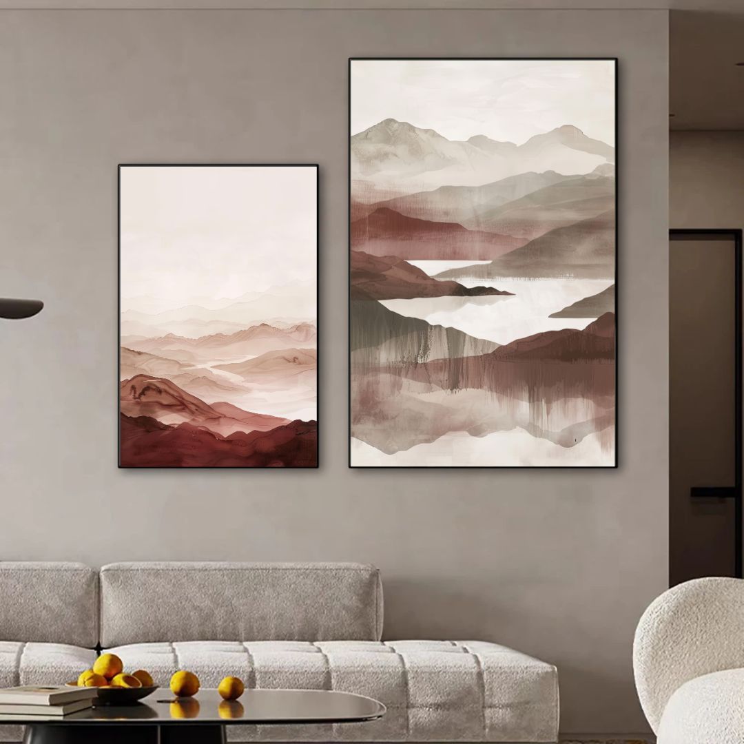 Japandi Abstract Landscape Neutral Wall Art Canvas Print