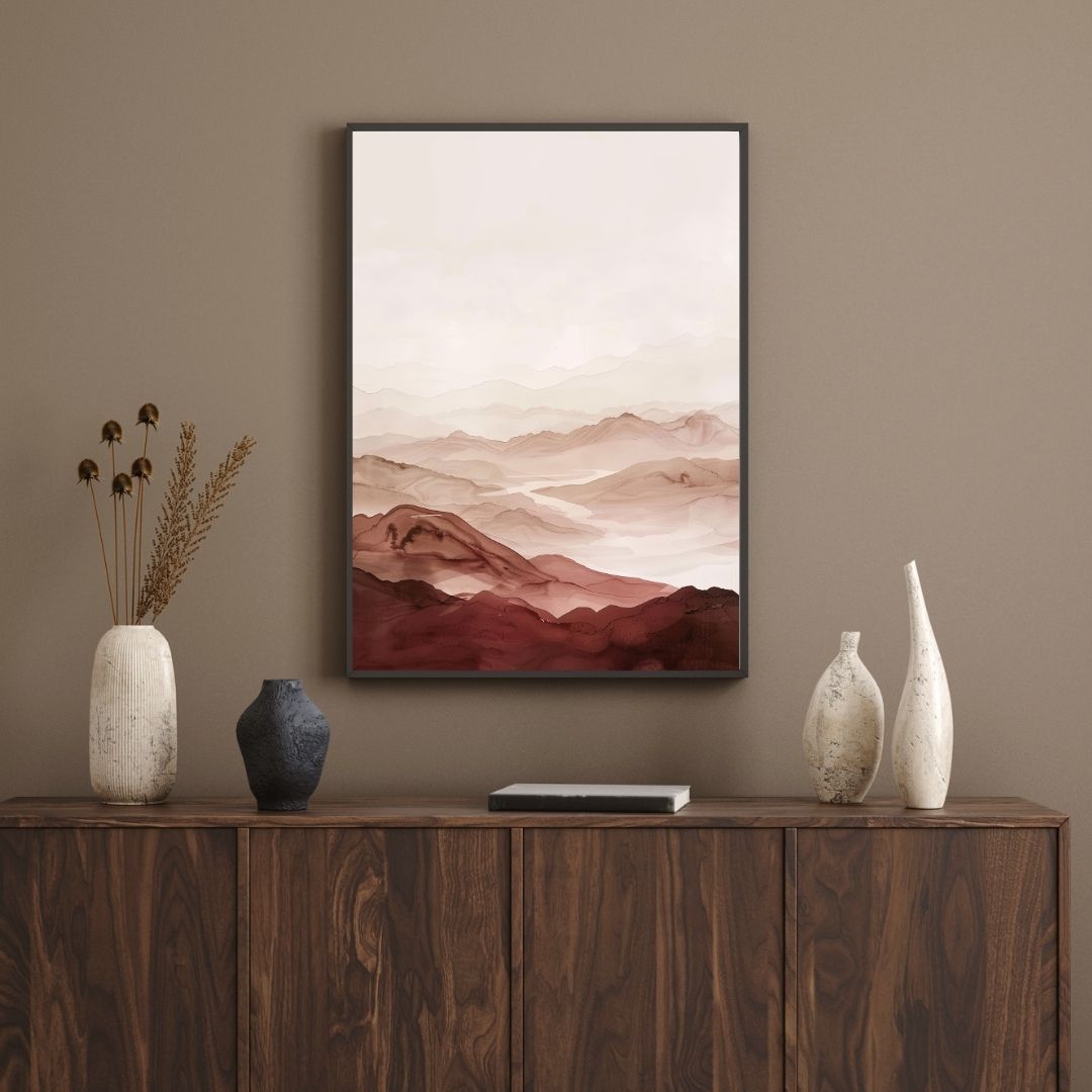 Japandi Abstract Landscape Neutral Wall Art Canvas Print