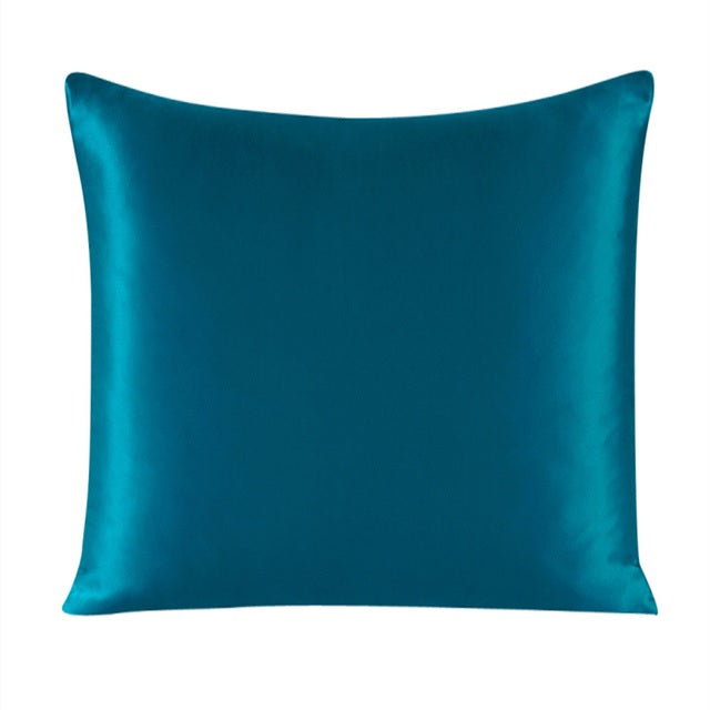Teal Blue Silk Cushion Cover