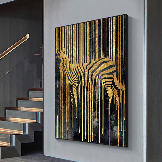 Black Golden Animals Abstract Lines Canvas Prints