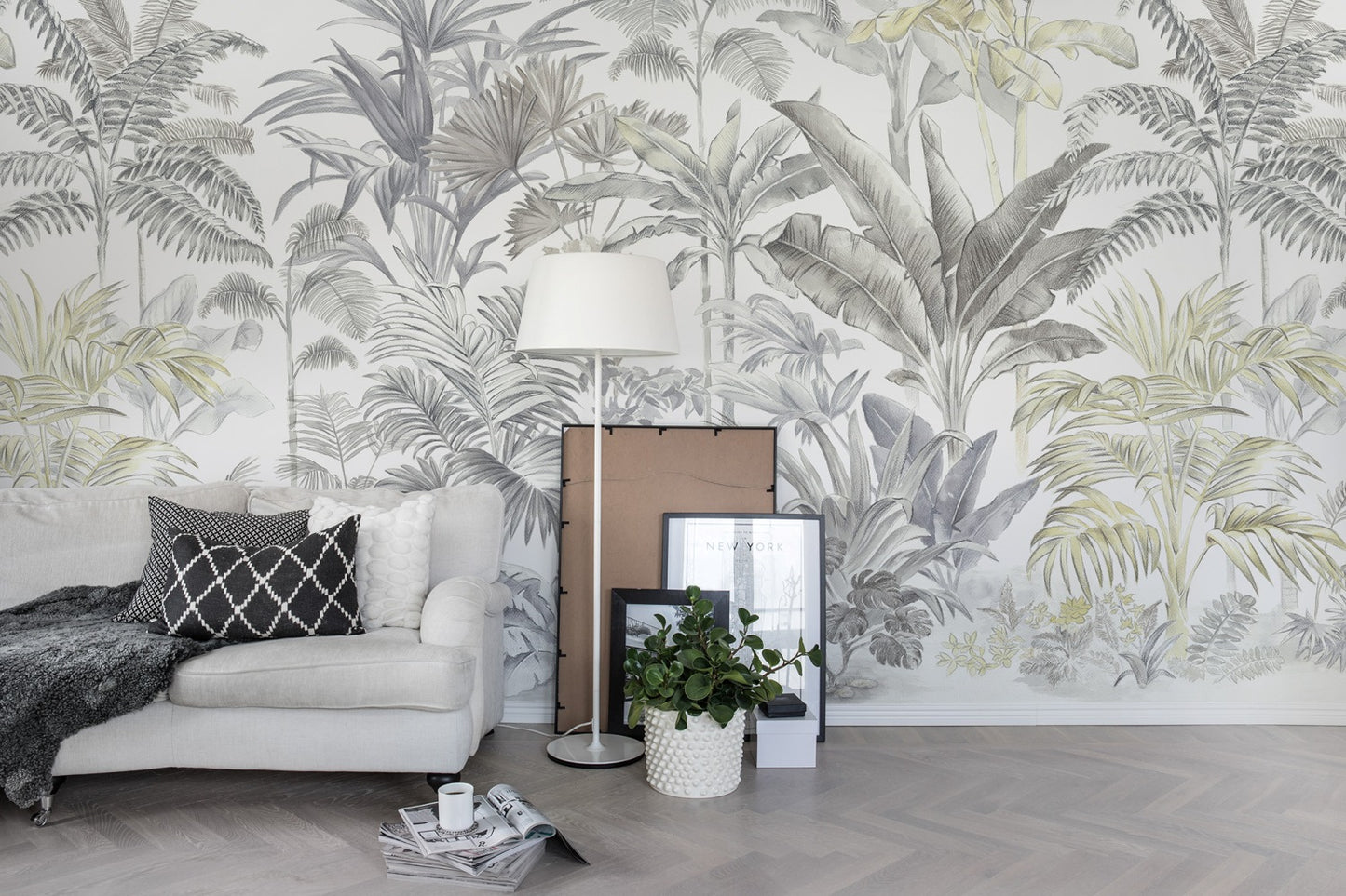 Pride Palms Gray Mural Wallpaper (SqM)
