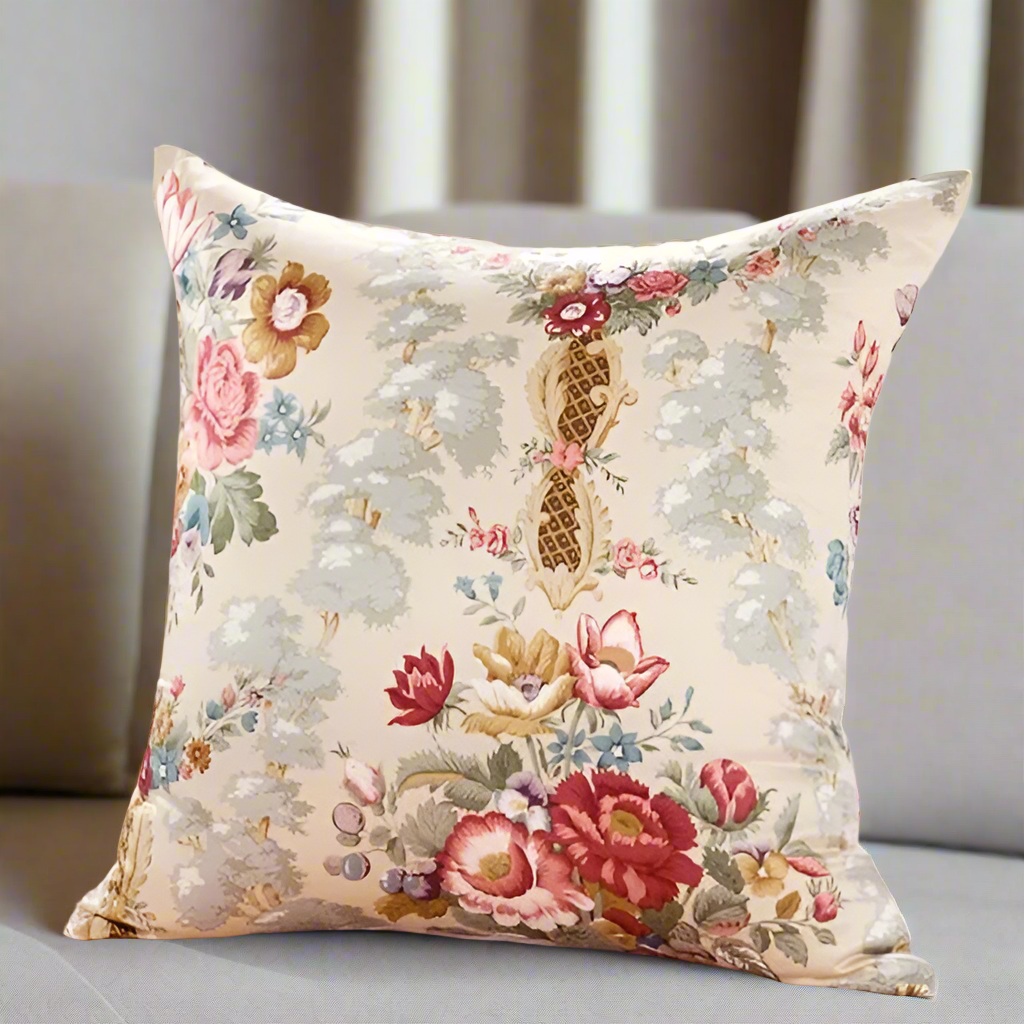Vintage Roses Natural Silk Cushion Cover