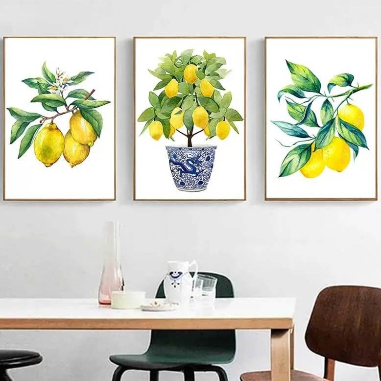 Lemon Fruits Yellow Canvas Wall Art