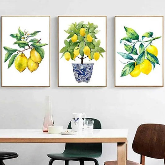 Lemon Fruits Yellow Canvas Wall Art