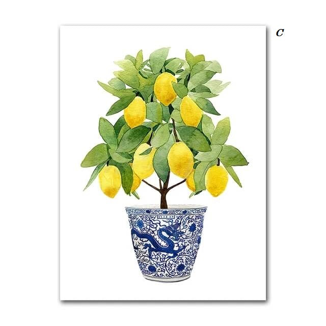Lemon Fruits Yellow Canvas Wall Art