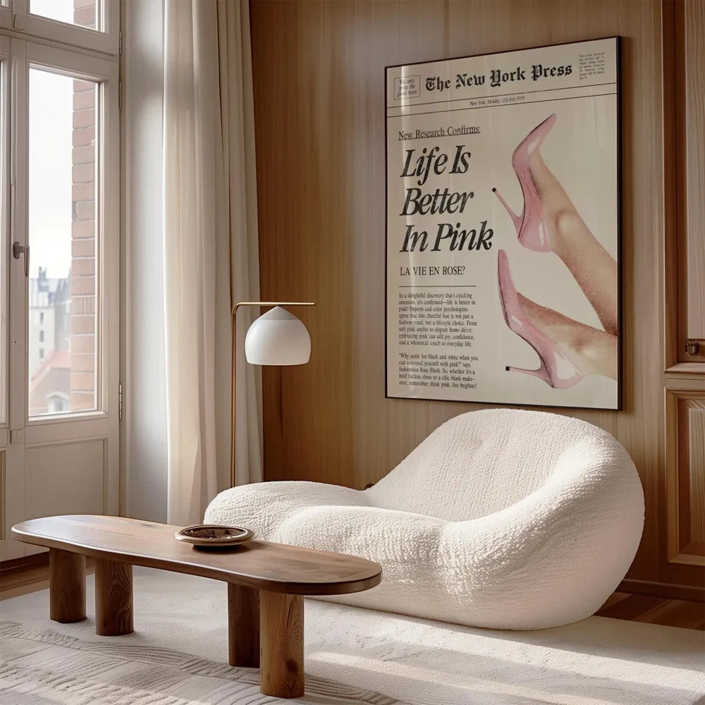 Retro Inspirational Quote Life Is Better in Pink Wall Art Canvas Print