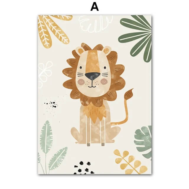 Lion Giraffe Zebra Jungle Animals Custom Baby Name Wall Art
