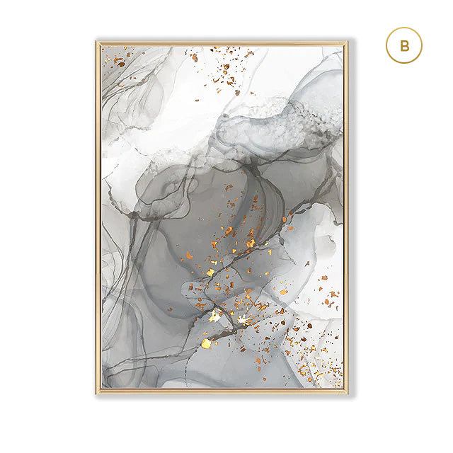 Gray Golden Marble Canvas Prints