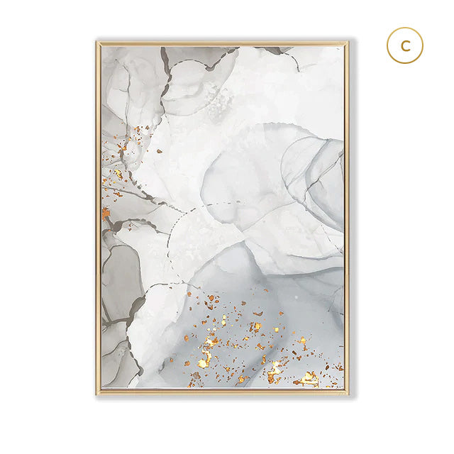 Gray Golden Marble Canvas Prints