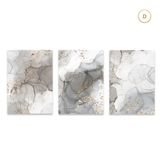 Gray Golden Marble Canvas Prints