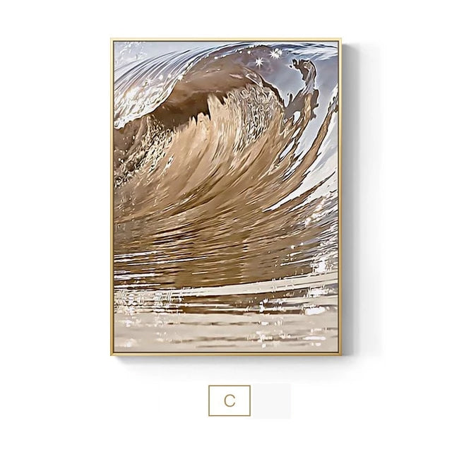 Luxury Golden Wing Feathers Shimmering Wave Canvas Prints