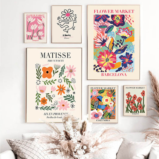 Abstract Flower Matisse Keith Haring Canvas Prints