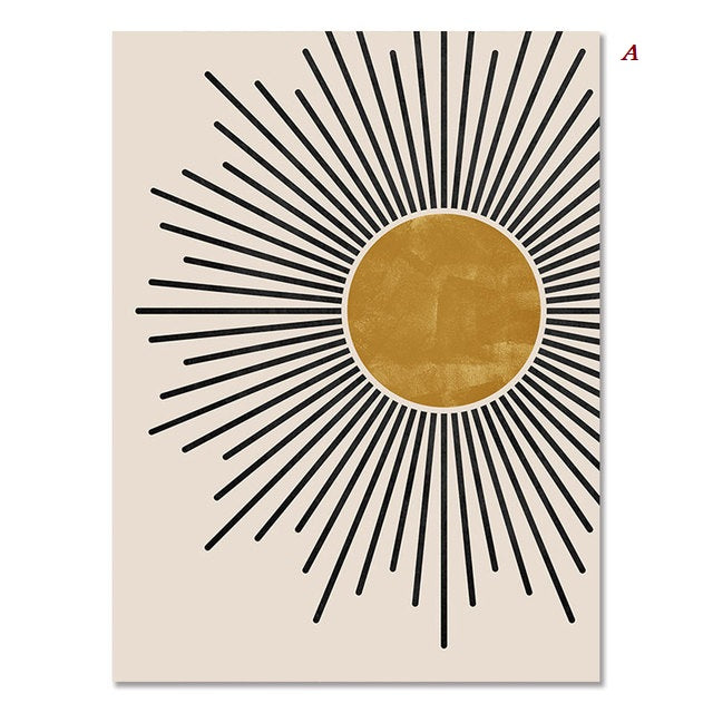 Mid Century Sun Minimalist Canvas Prints