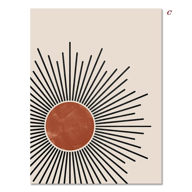 Mid Century Sun Minimalist Canvas Prints