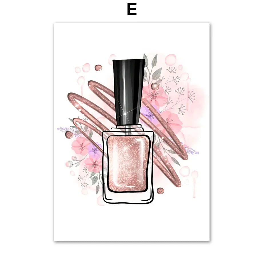 Makeup Beauty Nails Eyebrow Lips Pink Fine Art Canvas Prints