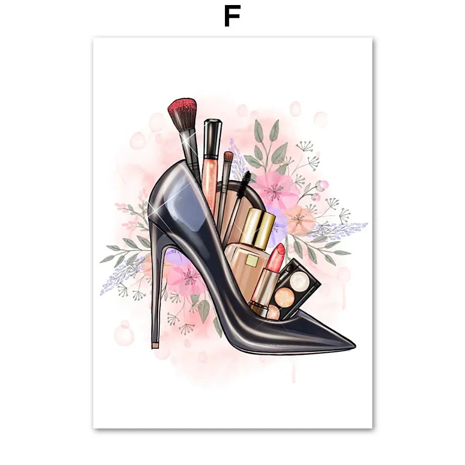 Makeup Beauty Nails Eyebrow Lips Pink Fine Art Canvas Prints