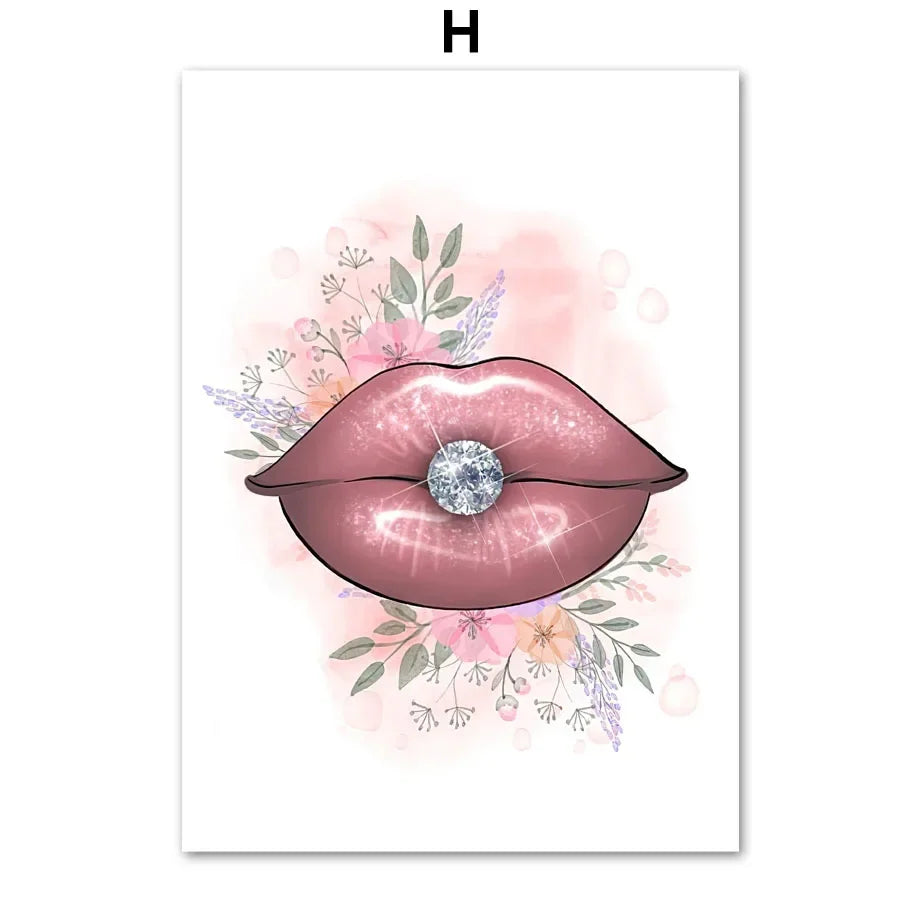 Makeup Beauty Nails Eyebrow Lips Pink Fine Art Canvas Prints