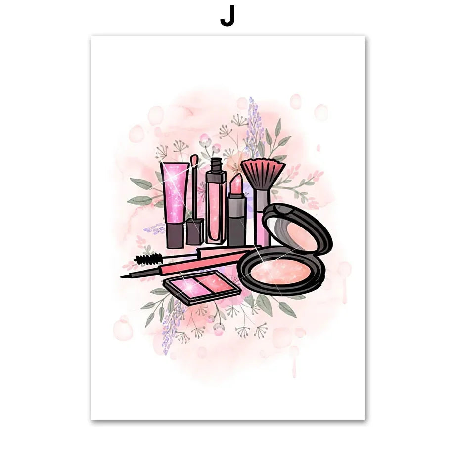 Makeup Beauty Nails Eyebrow Lips Pink Fine Art Canvas Prints