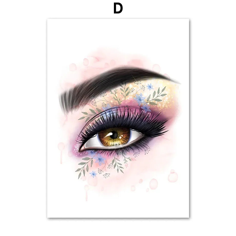 Makeup Beauty Nails Eyebrow Lips Pink Fine Art Canvas Prints