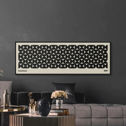 Black White Mid Century Bauhaus Geometric Wall Art Canvas Print