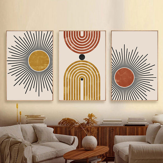 Mid Century Sun Minimalist Canvas Prints
