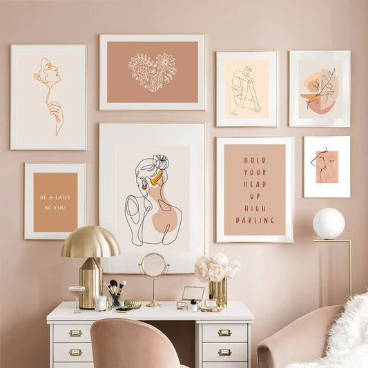 Minimalist Abstract Woman Line Drawing Wall Art