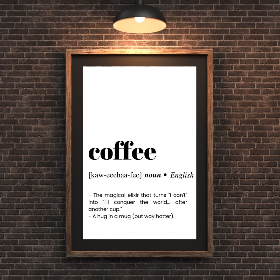 Funny Coffee Whiskey Wine Definition Kitchen Canvas Wall Art