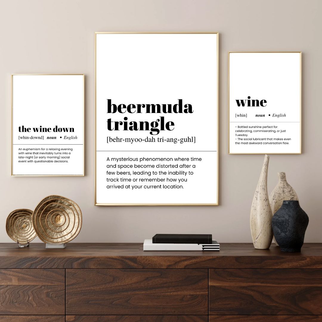 Funny Coffee Whiskey Wine Definition Kitchen Canvas Wall Art