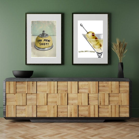 Minimalist Martini Olives Cocktail Kitchen Wall Art Print