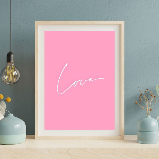 Minimalist Nordic Black Pink Love Quote Wall Art Canvas Print
