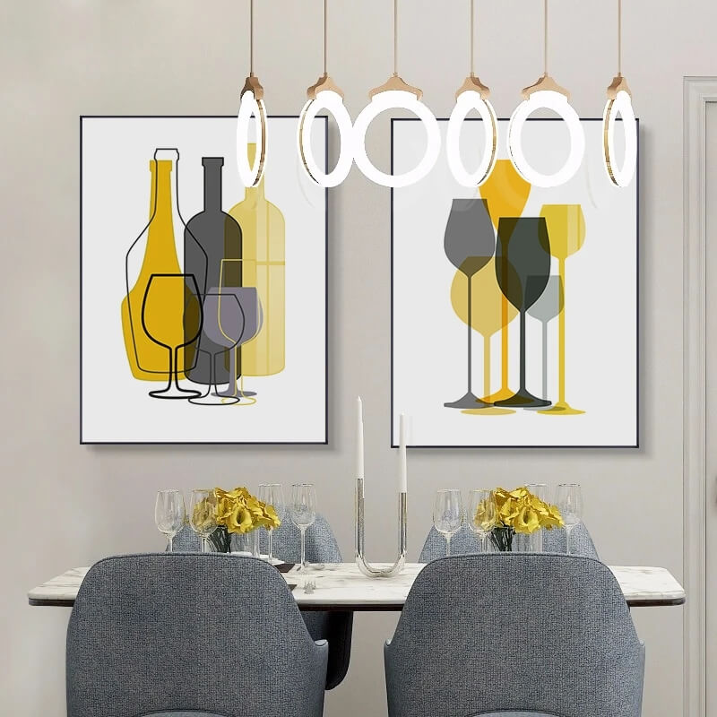 Minimalist Yellow Black Cups Bottles Canvas Prints