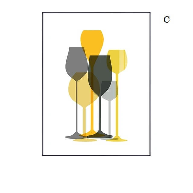 Minimalist Yellow Black Cups Bottles Canvas Prints