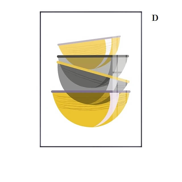 Minimalist Yellow Black Cups Bottles Canvas Prints