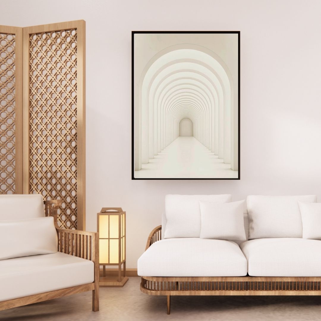 Abstract Modern Architectural Beige Wall Art Canvas Print
