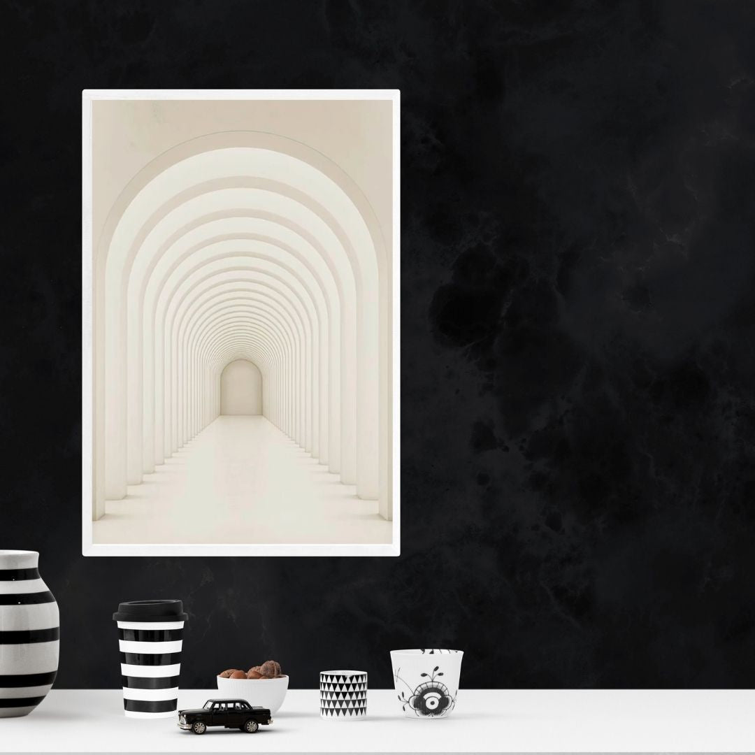 Abstract Modern Architectural Beige Wall Art Canvas Print