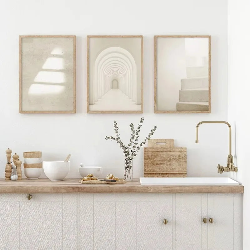 Abstract Modern Architectural Beige Wall Art Canvas Print