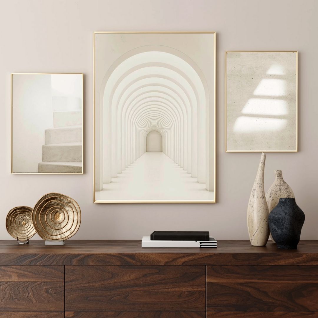 Abstract Modern Architectural Beige Wall Art Canvas Print