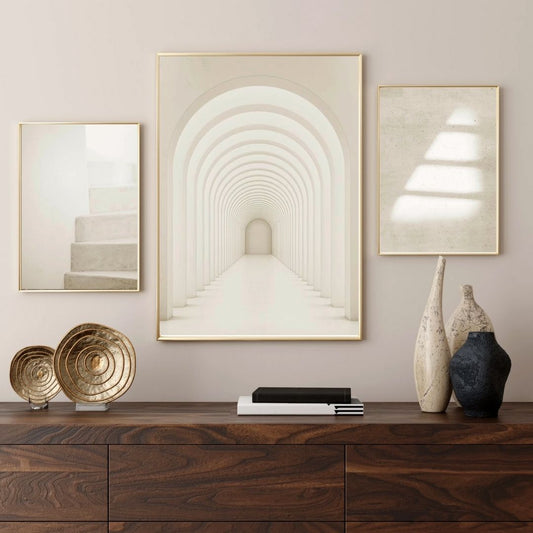 Abstract Modern Architectural Beige Wall Art Canvas Print