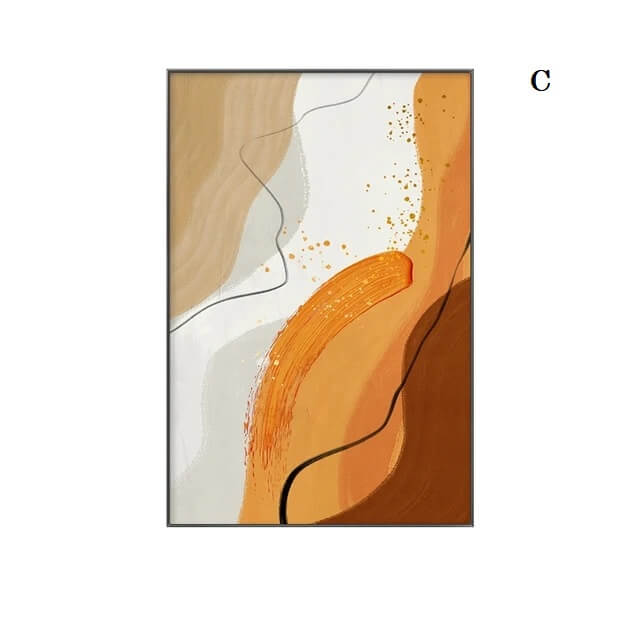 Modern Abstract Beige Brown Orange Color Block Wall Art