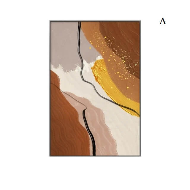 Modern Abstract Beige Brown Orange Color Block Wall Art