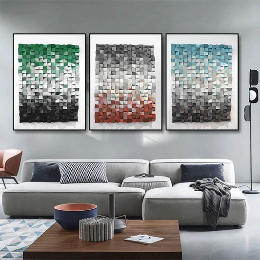Modern Abstract Geomorphic Wall Art 3D Color Block Canvas Prints