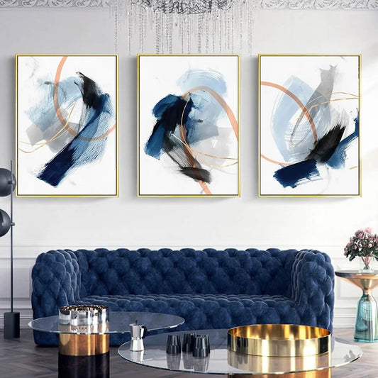 Modern Abstract Watercolor Blue Splash Ink Canvas Prints